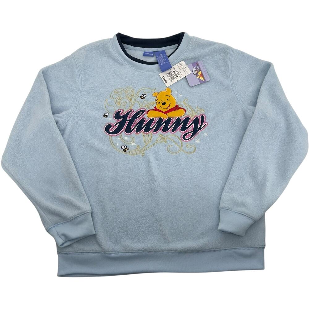 NWT VTG y2k Women's Blue Disney Winnie The Pooh Hunny Pot Crewneck Sweatshirt~M